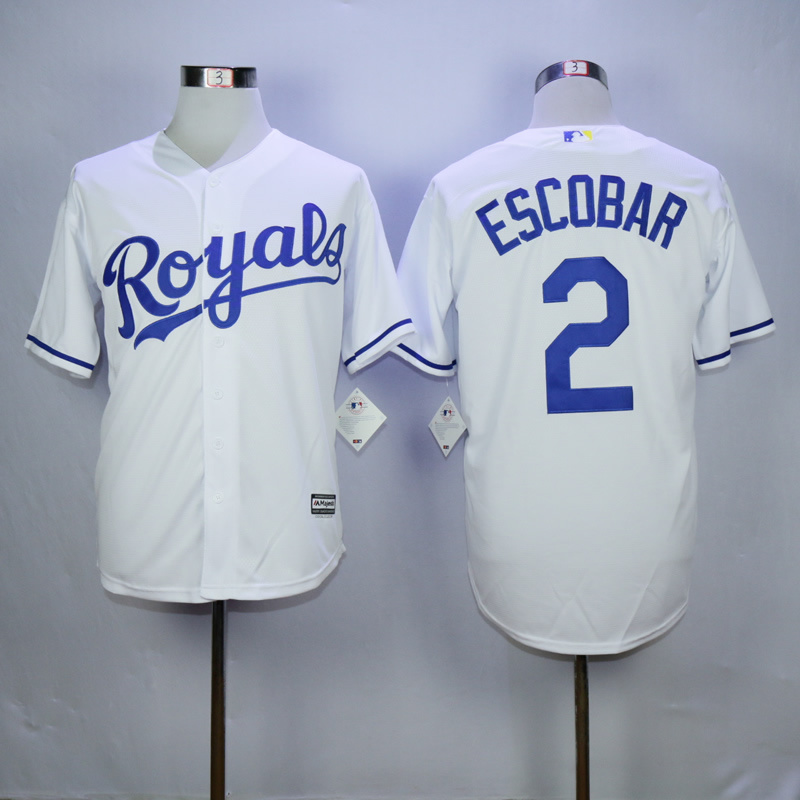 Men Kansas City Royals #2 Eacobar White MLB Jerseys->kansas city royals->MLB Jersey